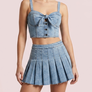 Conjunto de top y falda de mezclilla para mujer Woman Power Store Quito Ecuador