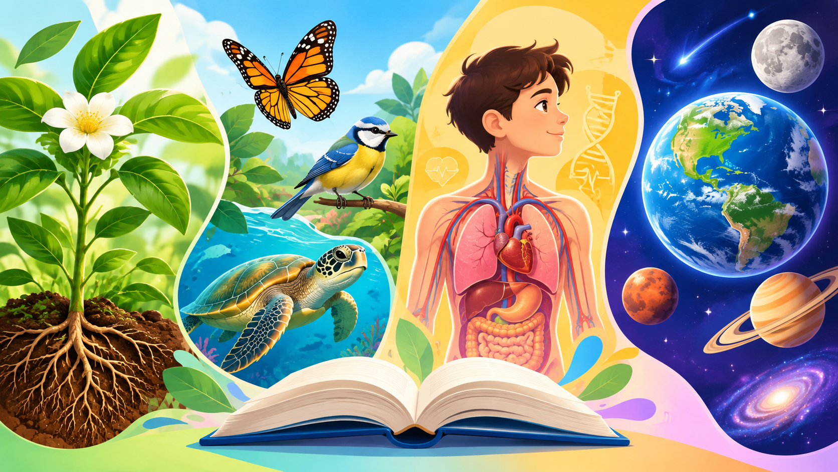 Descubriendo la ciencia: plantas, animales, cuerpo humano y universo
